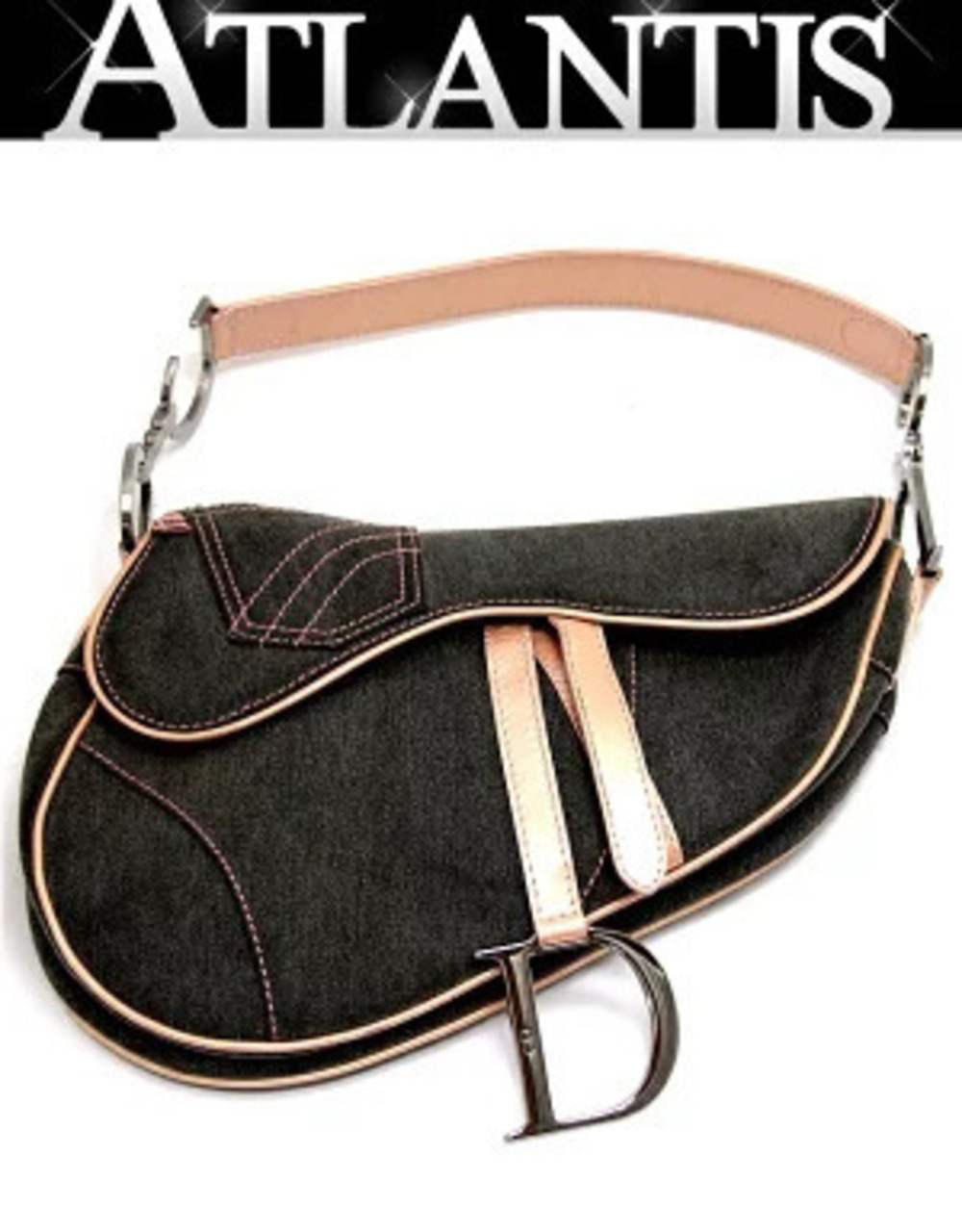 Christian Dior Saddle Bag Hobo Denim Pink x Gray
